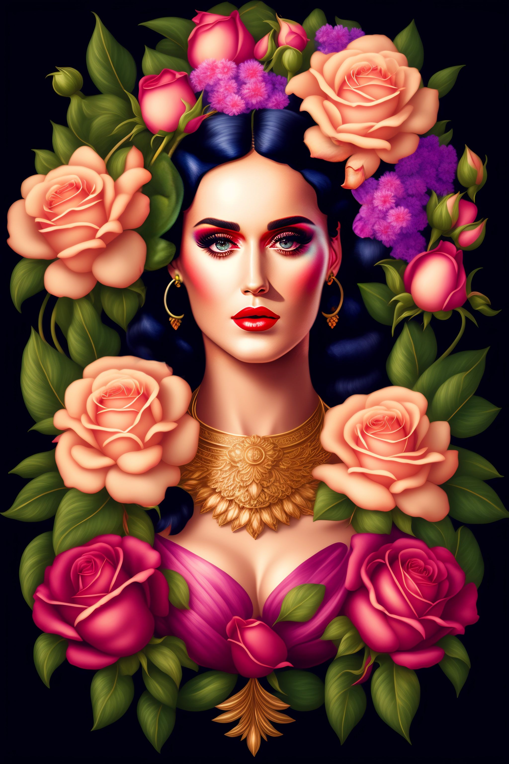 Katy Perry's Floral Woodcut Design