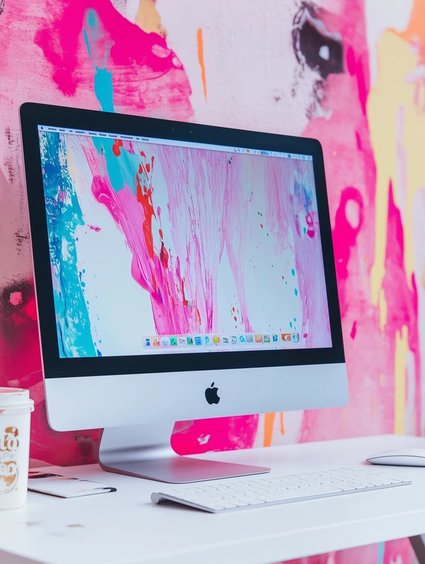 Vibrant Artistry: iMac on a Creative Desk