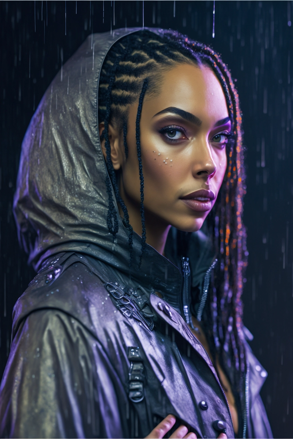 Exquisite Cyberpunk Portrait in the Rain - Award-Winning 4K Photography