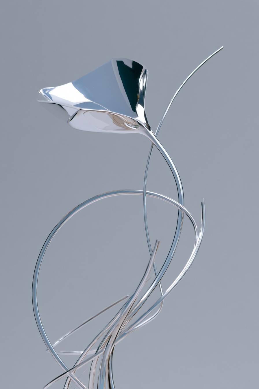 Modern Silver Sculpture: Elegant Abstract Design