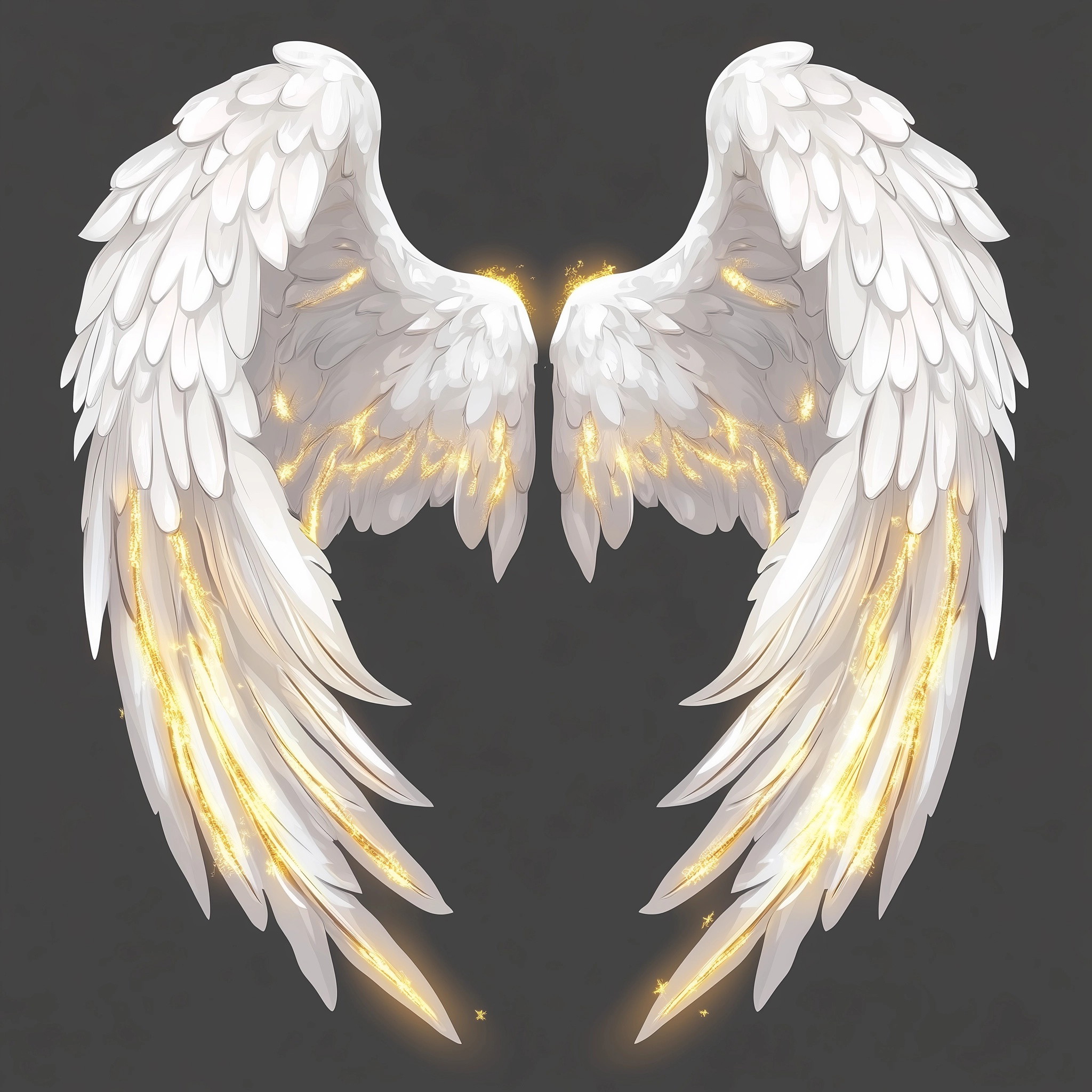 Golden-Highlighted Cartoon Angel Wings Art