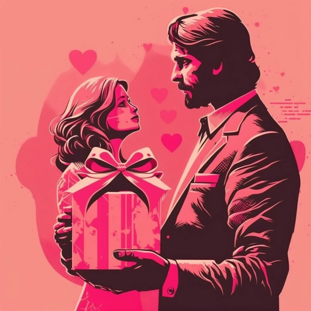 Valentine's Gift for Her: Vector Illustration in Pink