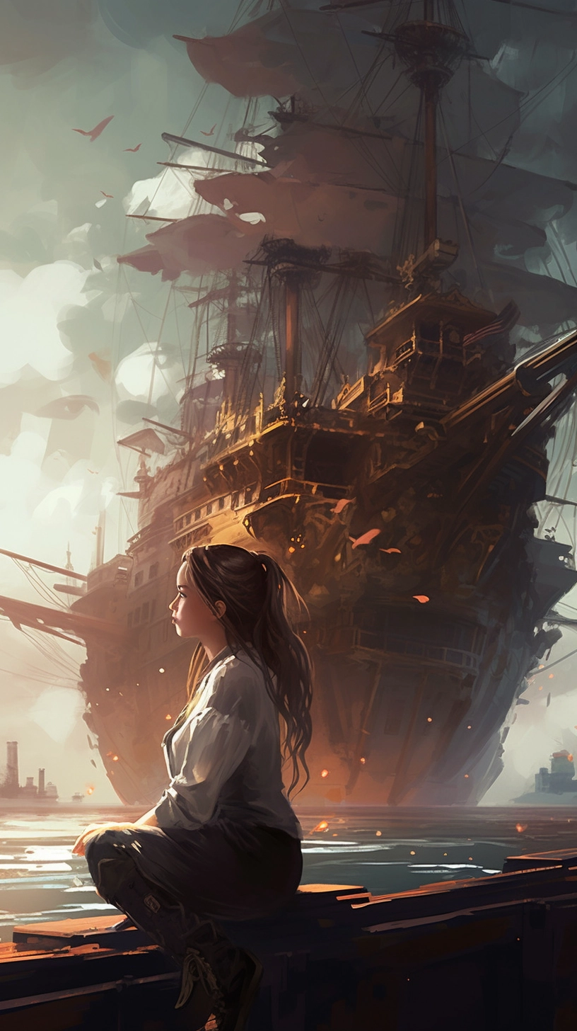 Lonely Girl and the Flying Pirate Ship