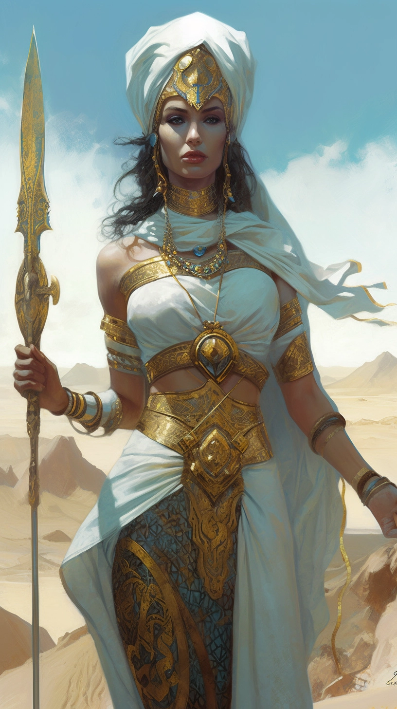 Desert Warrior: Dark Woman with Sword