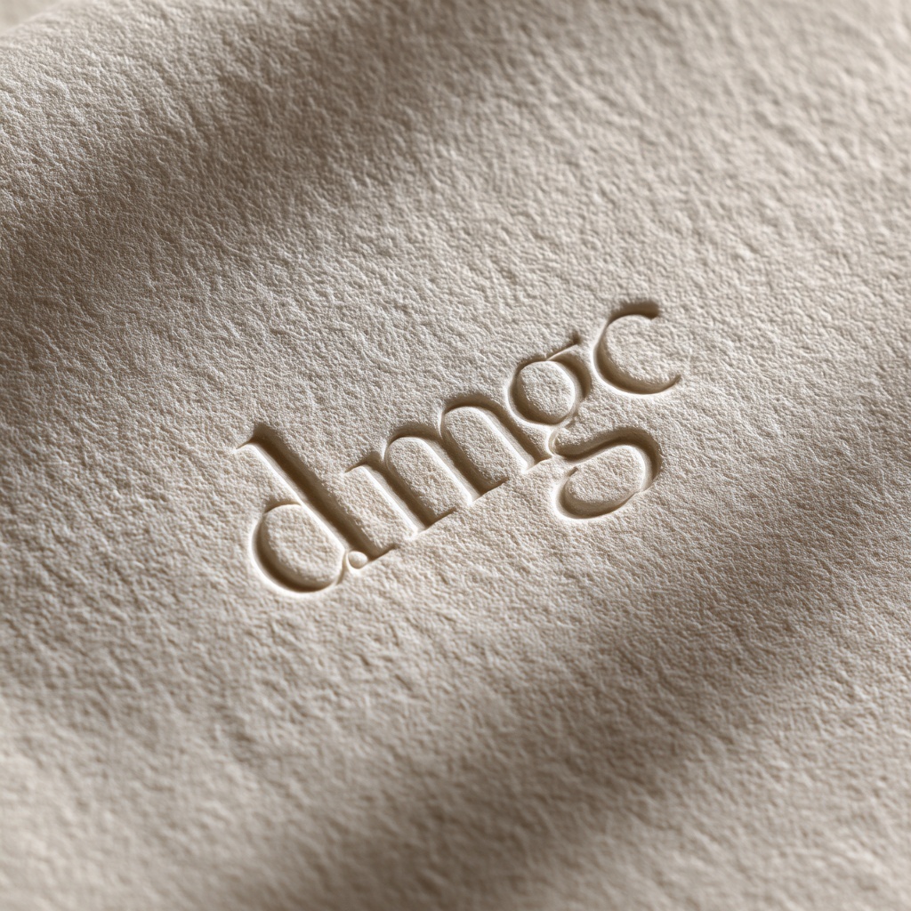 Elegant Embossed 'DMGC' Design on Creamy Texture