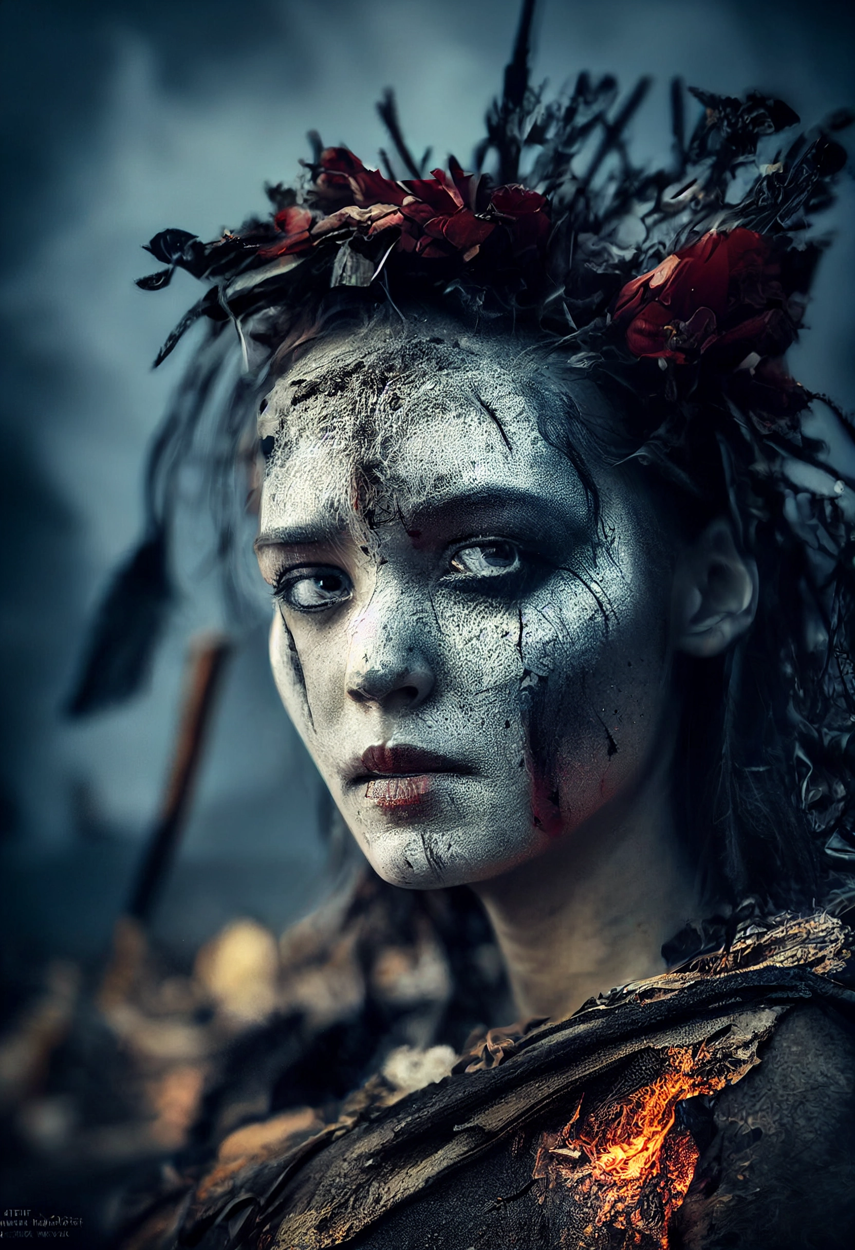 Zombie Battle: Stunning Warrior in 8K Cinematic Realism