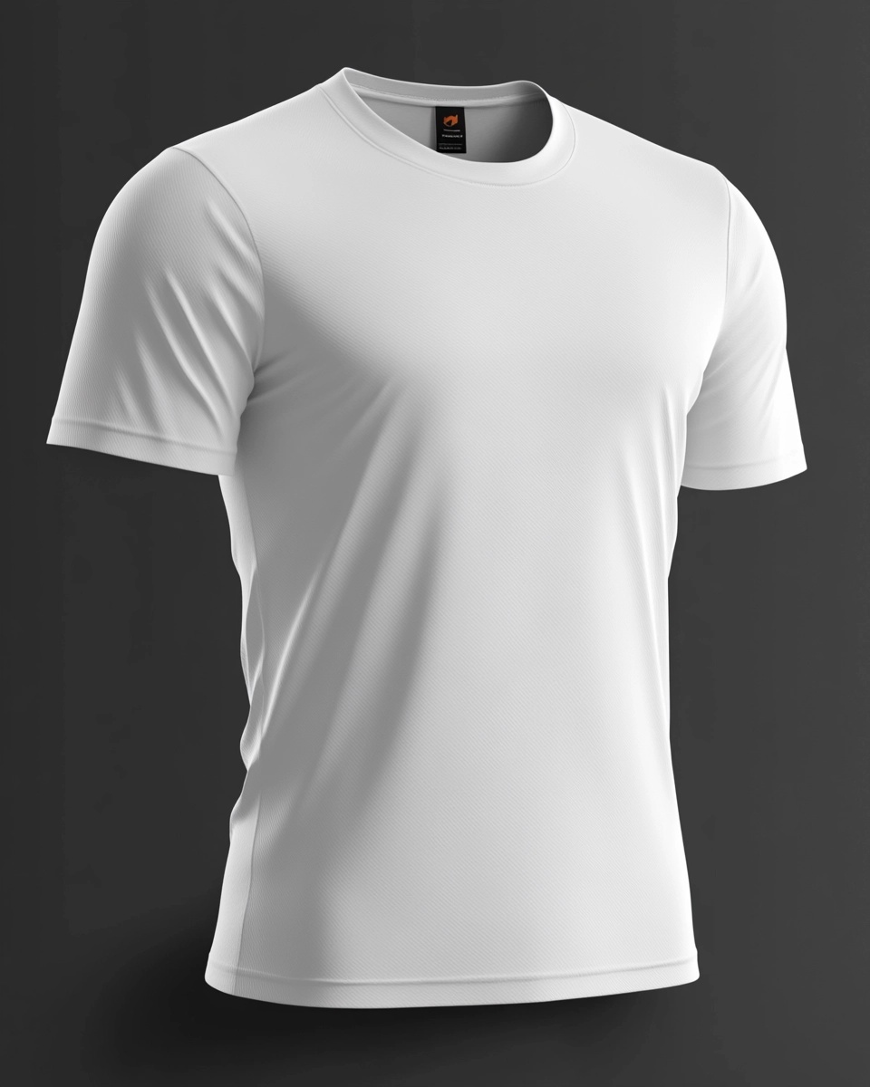 High-Quality White T-Shirt Mockup on Gray Background