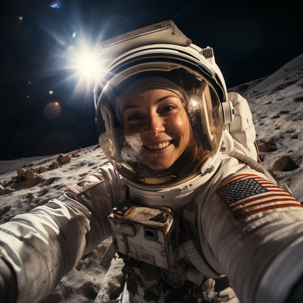 Stunning Nighttime Selfie: Woman Astronaut Captures Moon's Astonishing Beauty