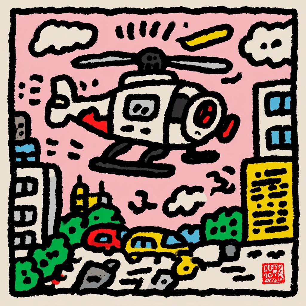 City Skyline: News Helicopter in Action