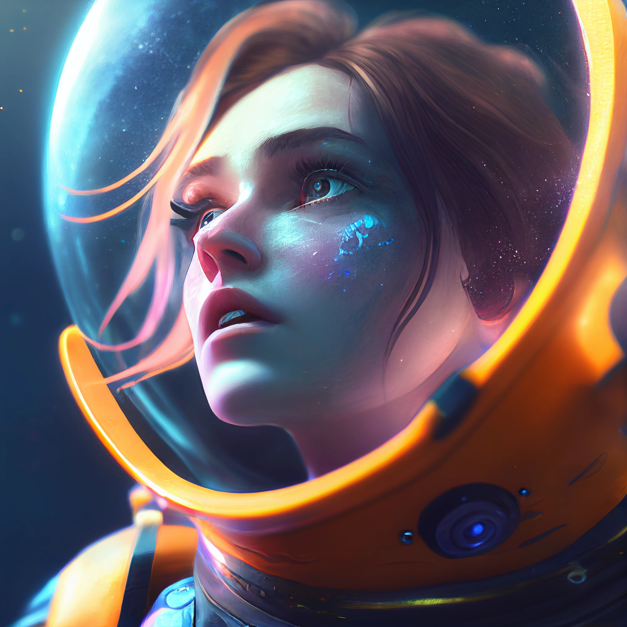 Hyperrealistic Anime Spacegirl Tumbling into Blackhole