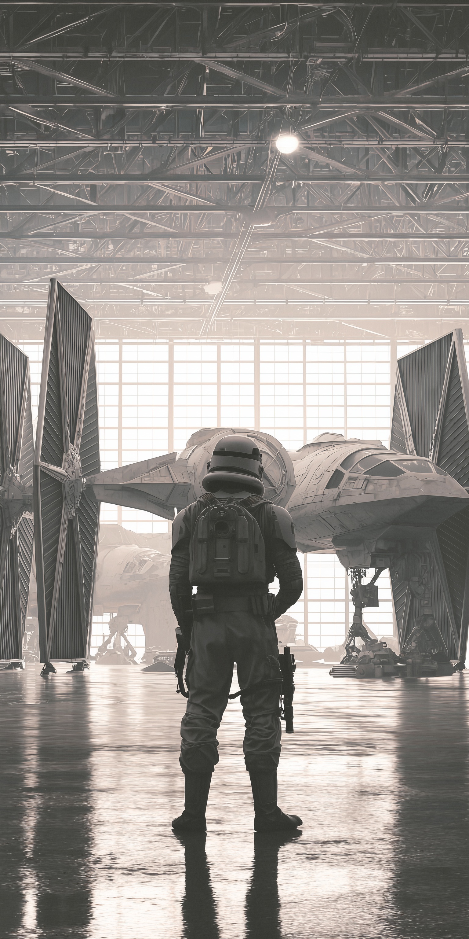 Stormtrooper in Bandana: Epic TIE Fighter Hangar Scene