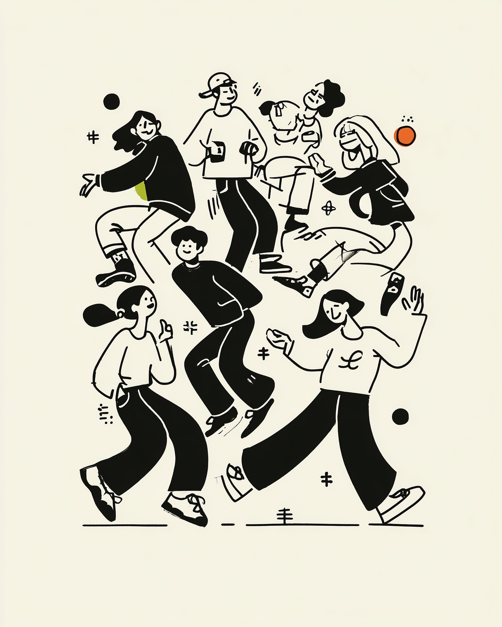 Dynamic Floating Teens: Illustrated Poster Art