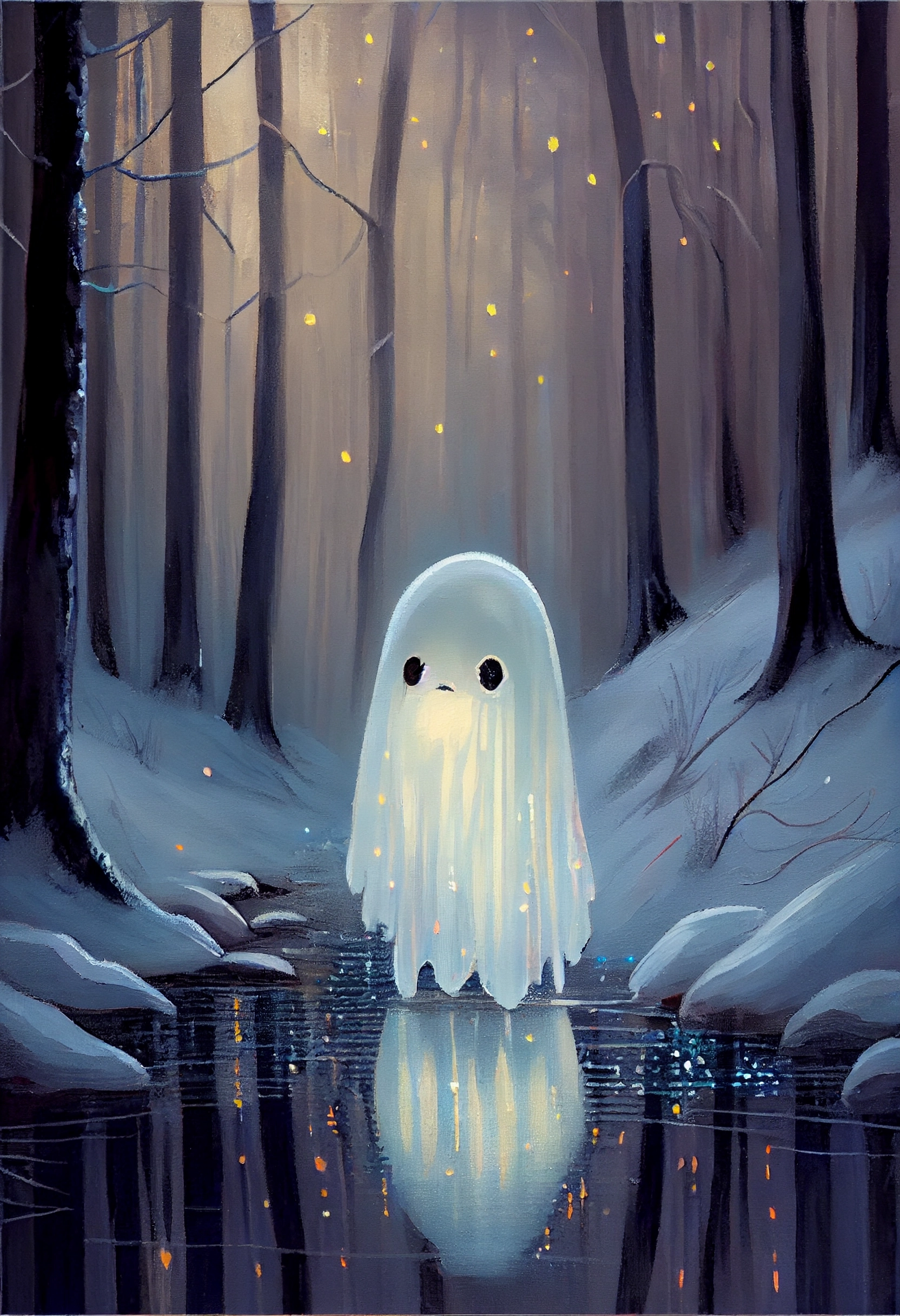 Iridescent Ghost in Winter Forest