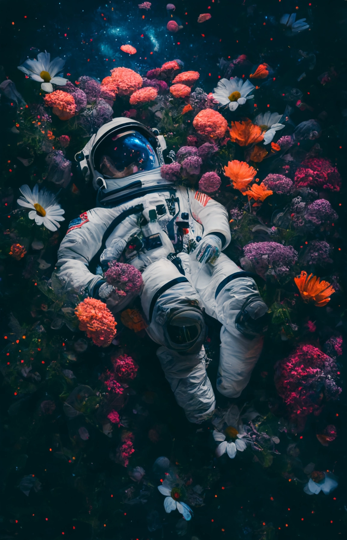 Stunning 4K Cinematic View of Astronaut in Flower Field