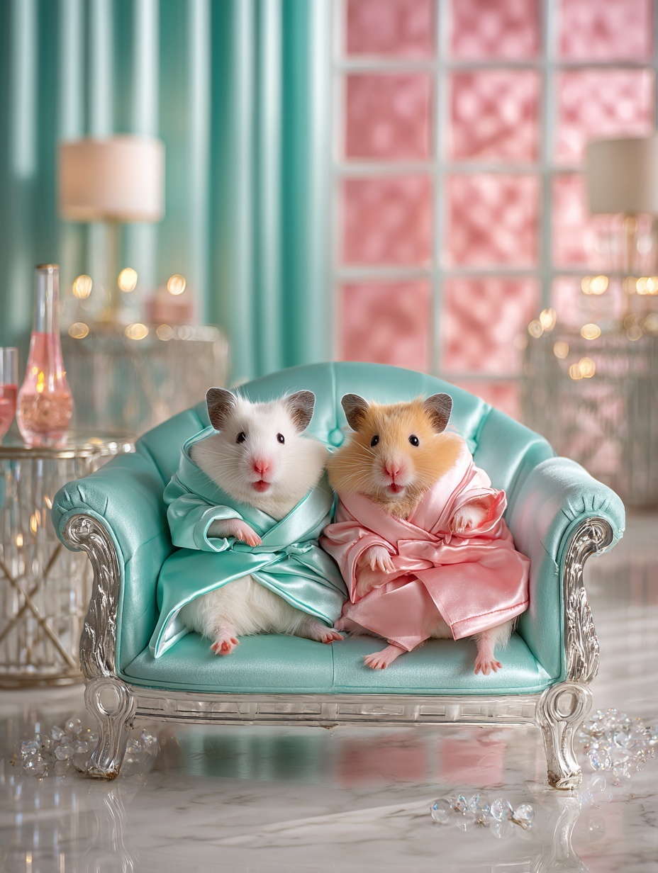Luxury Hamsters: Satin Robes & Opulent Decor