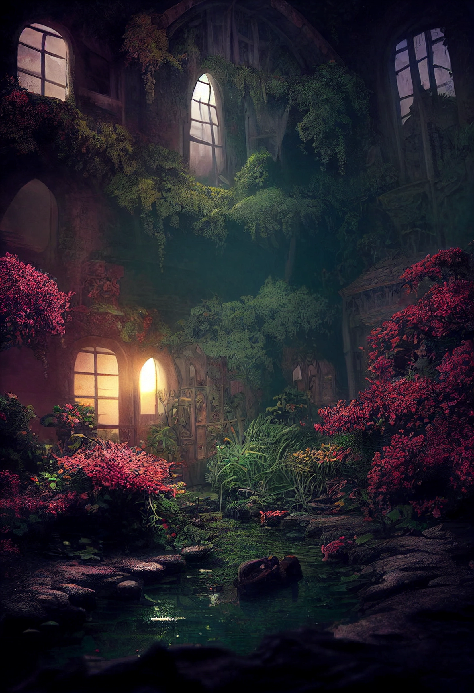 Hyper-Detailed Anime Interiors: Miniature Haunted Houses & Water Plants