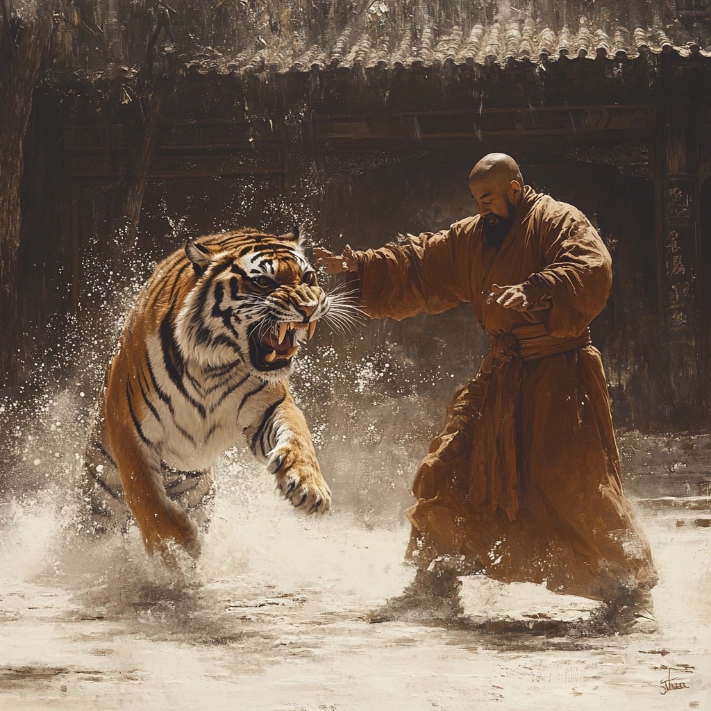 Monk vs Tiger: A Stunning Visual Encounter