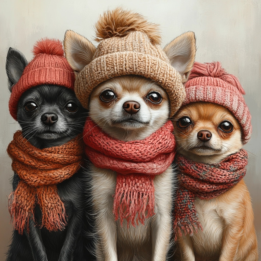 Charming Chihuahuas in Hats and Scarves