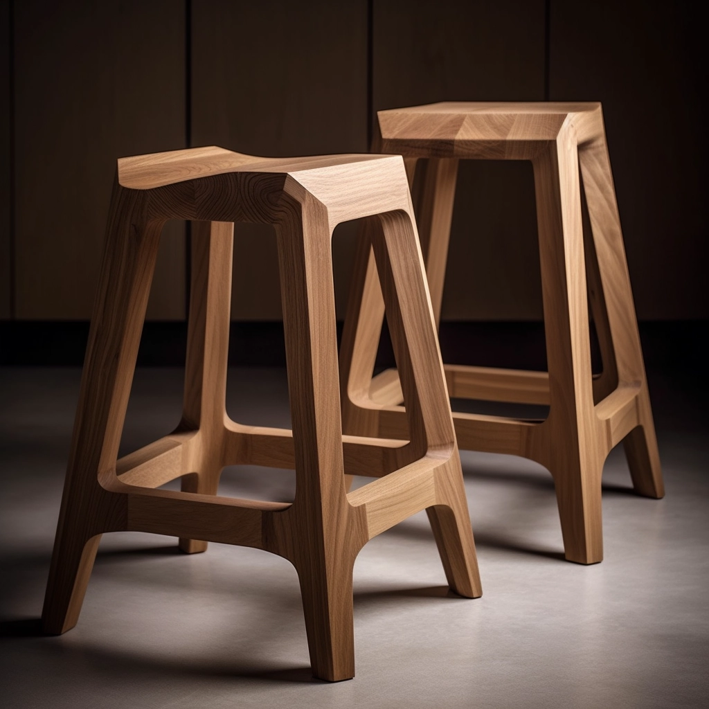 Geometric Wooden Bar Stools