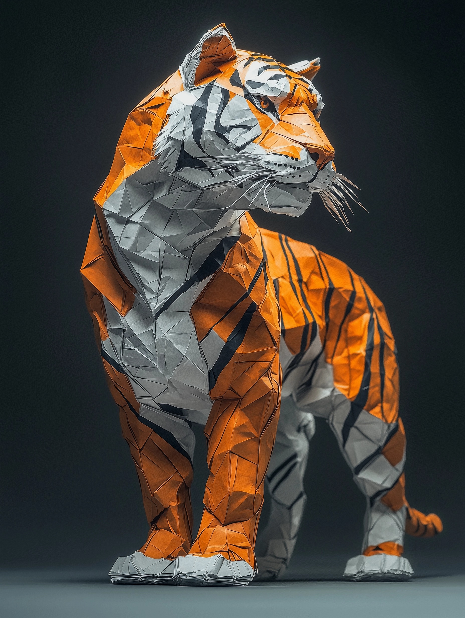 Surreal Origami Tiger: Art of Paper Mastery