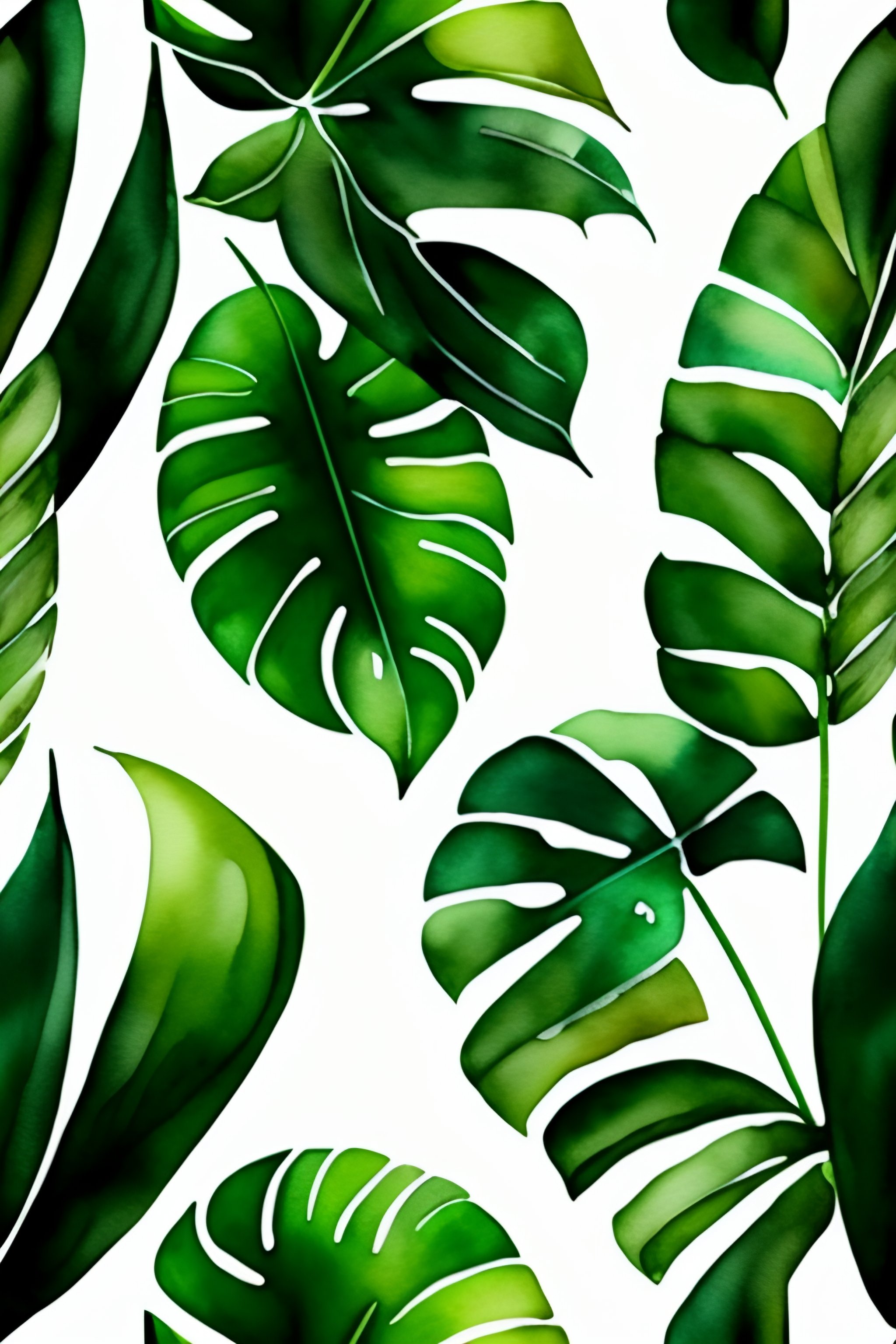 Watercolor Palm Leaf Pattern - Seamless & Realistic