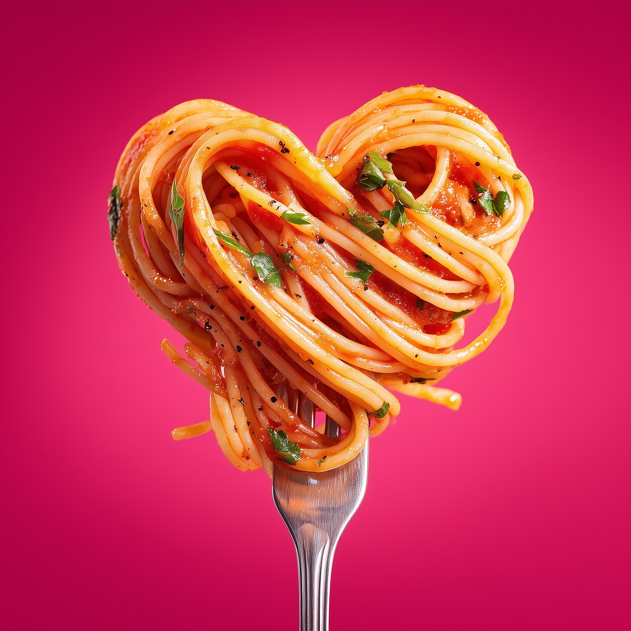 Heart-Shaped Spaghetti in Vibrant Tomato Sauce