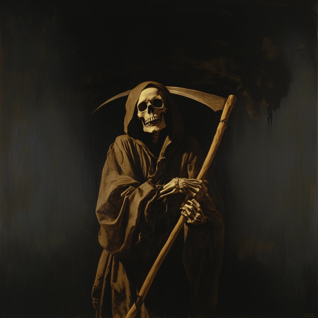 Caravaggio-Inspired Artwork: Grim Reaper Awaits