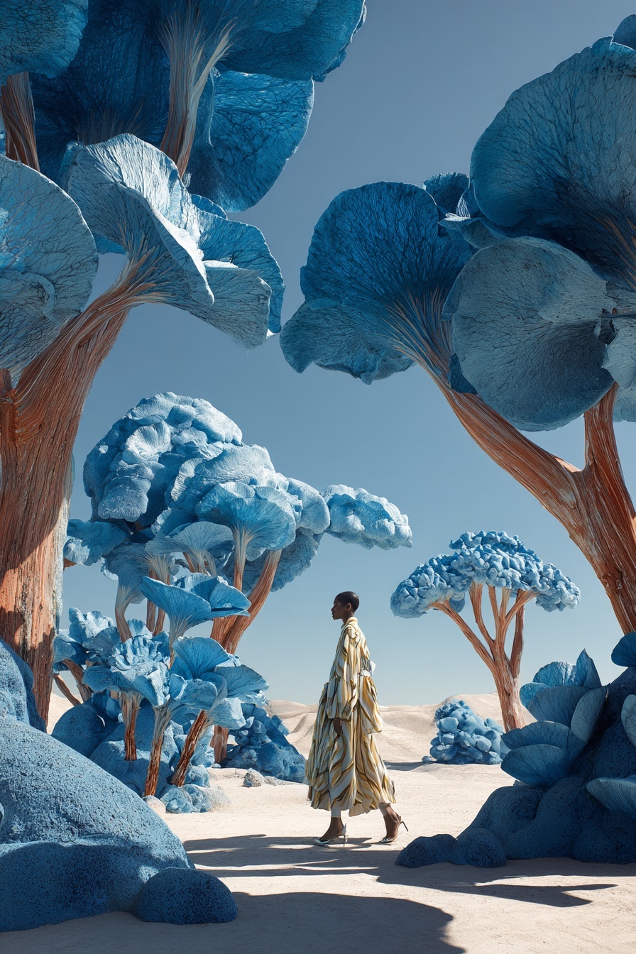 Avant-Garde Fashion in a Surreal Desert Oasis