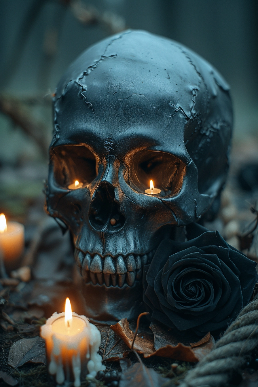 Black Rose Skull: Dark and Mysterious Horror Décor