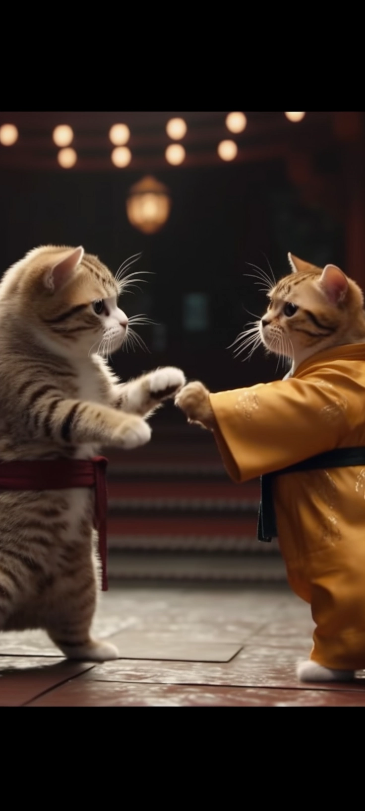 Cute Cat and Dog Kung Fu Showdown in 4K