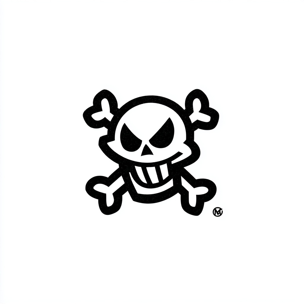 Clean Skull & Crossbones Logo with Zipper Smile