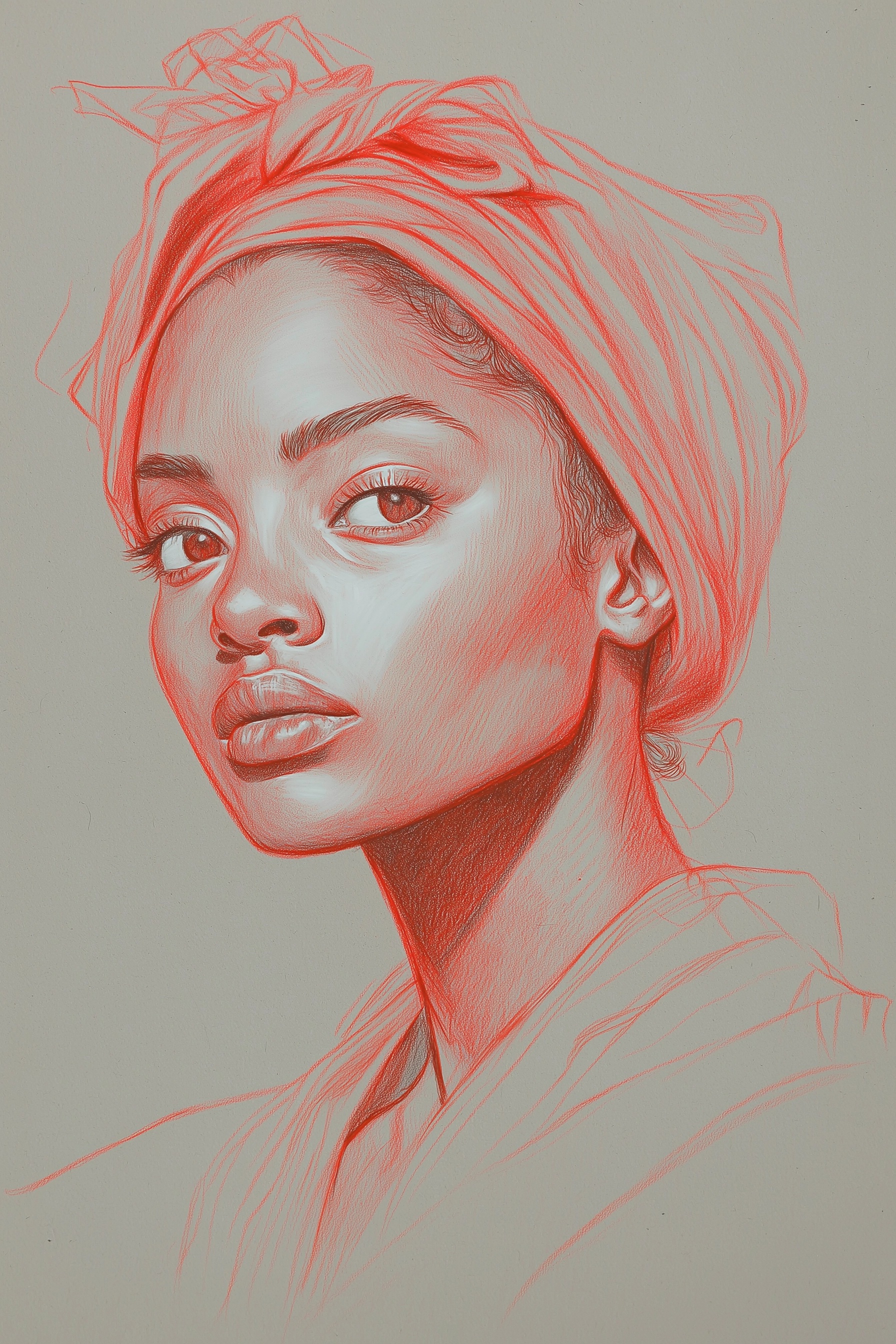 Artistry in Red: Portrait of an African Beauty