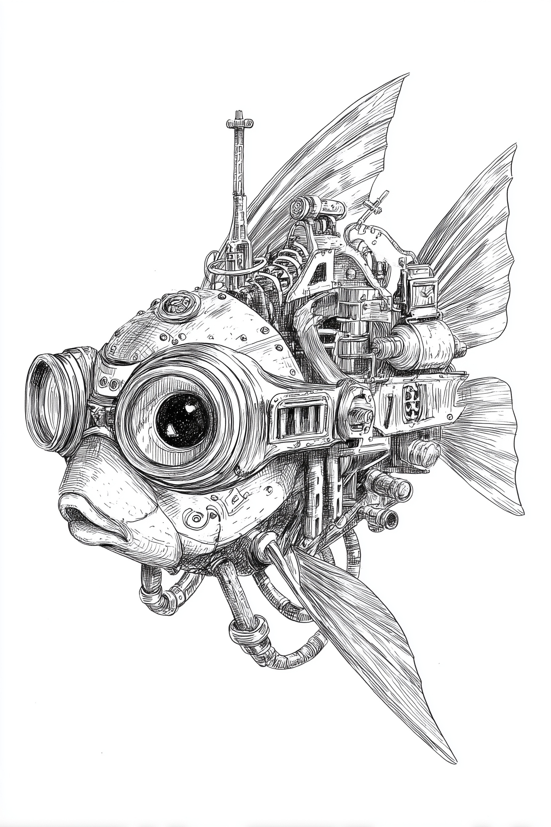 Steampunk Fish: Aviator Goggles & Biomech Art