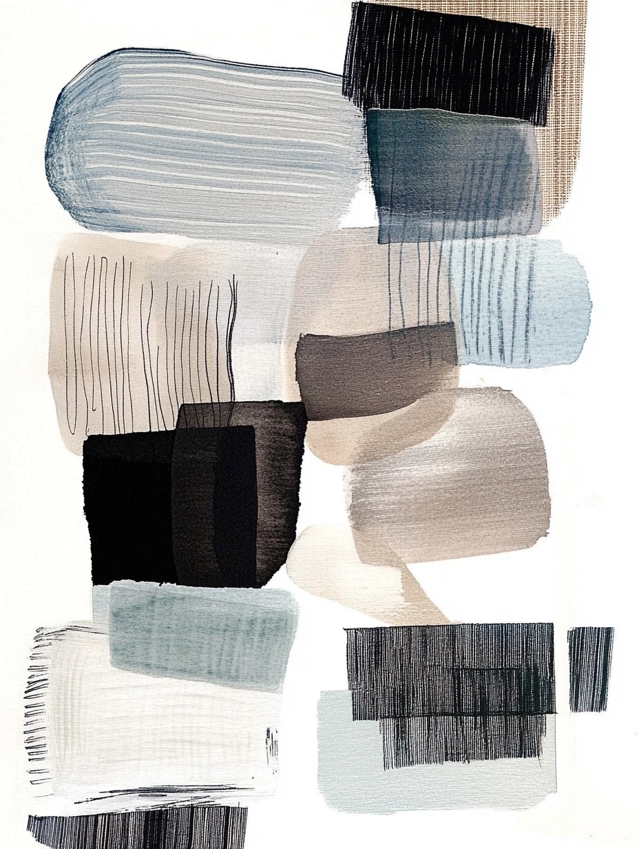 Artistic Grey Watercolor Collage for Graphic Design