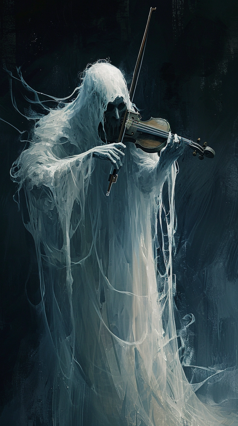 Ethereal Celtic Ghost: Hauntingly Beautiful Fiddle Player