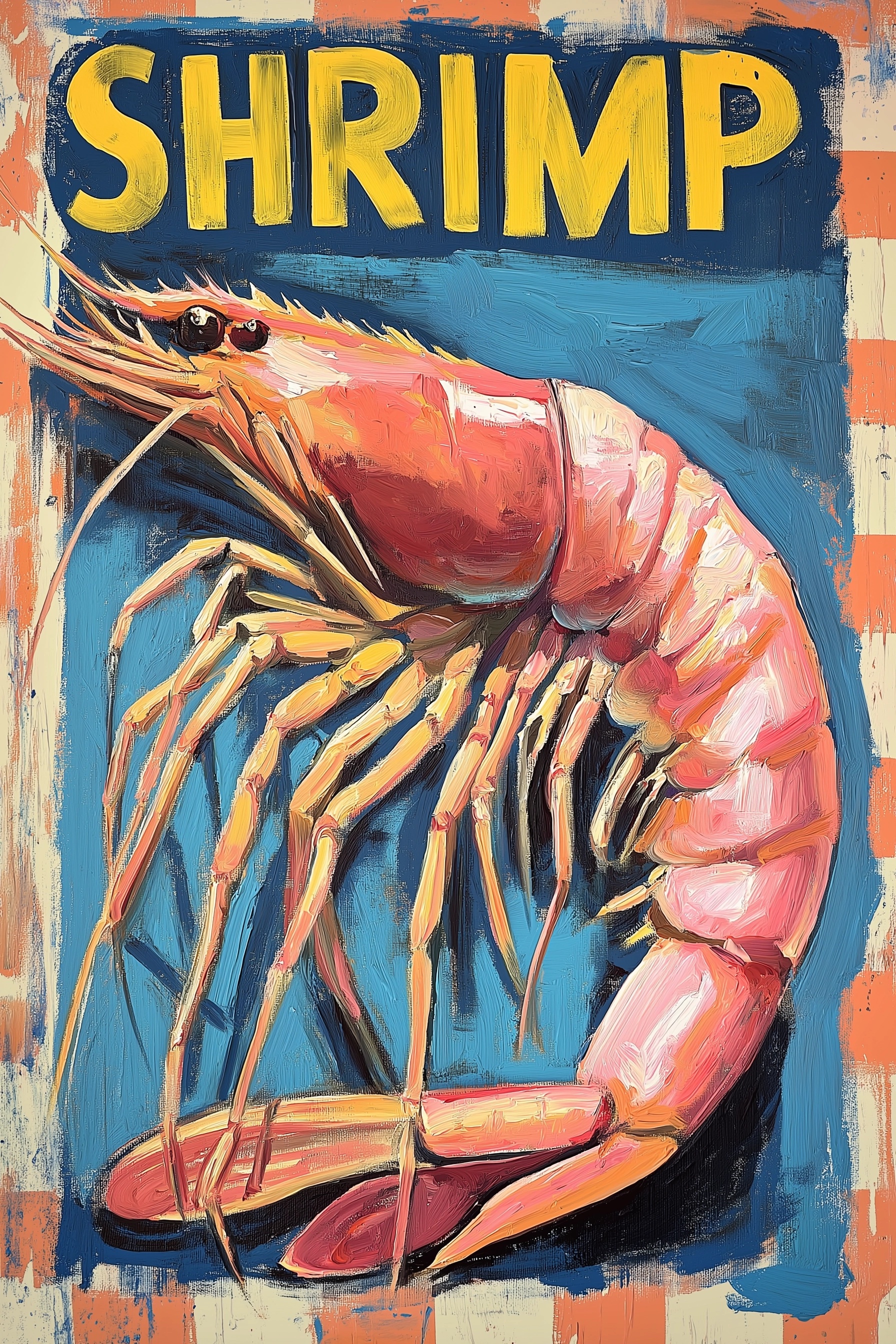 Vibrant Oilpaint Shrimp Art for Your Space