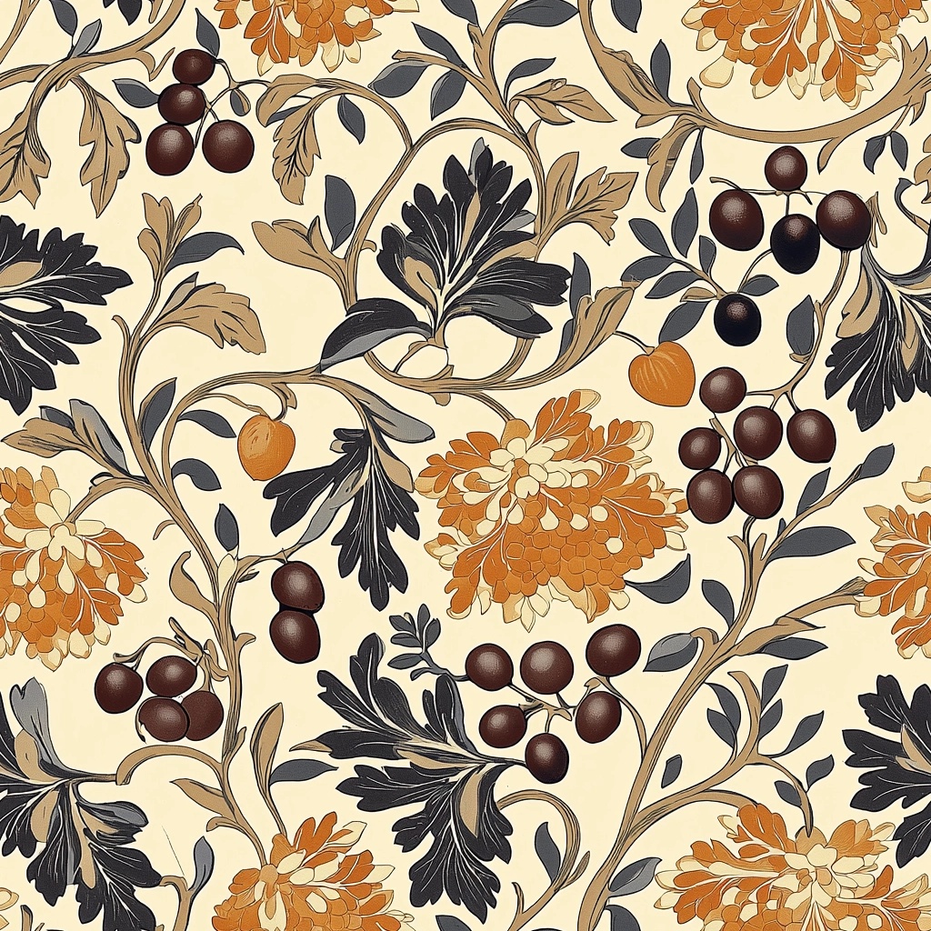 Retro Floral Designs: Olives & Grapes Inspired Art