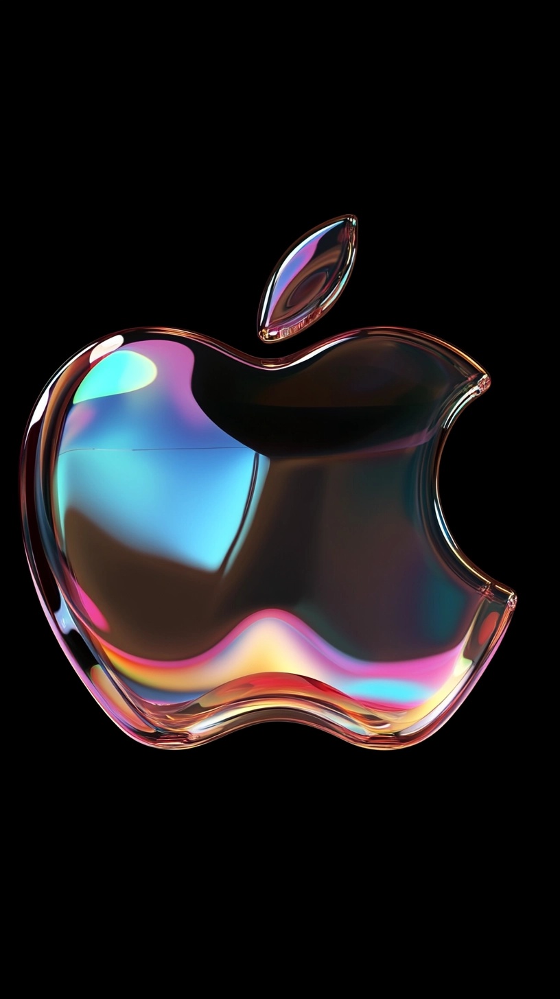 Retro 3D Apple Logo Art: 80s Style Design