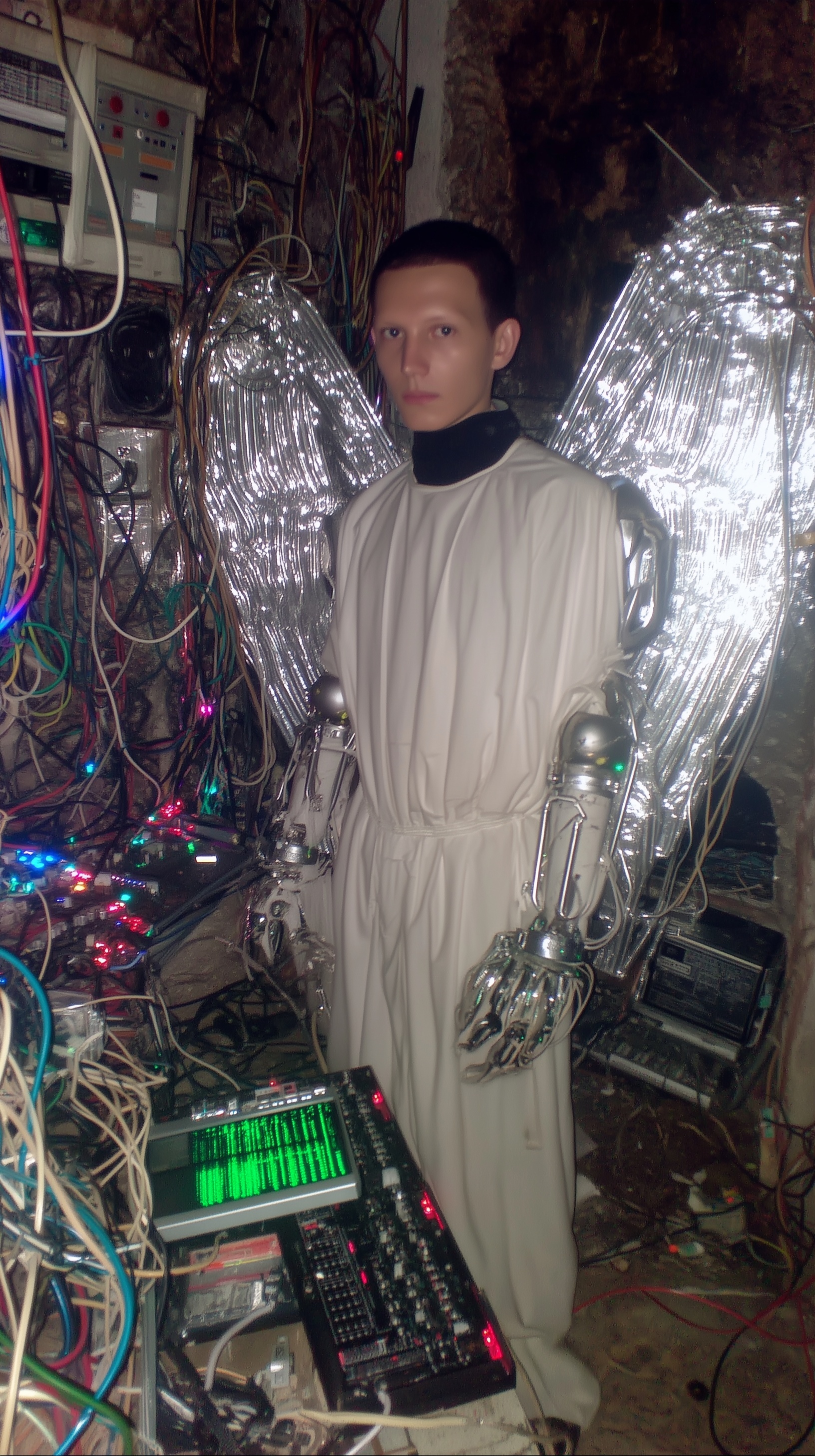 Celestial Rave: DJ Altar in a Dark Church