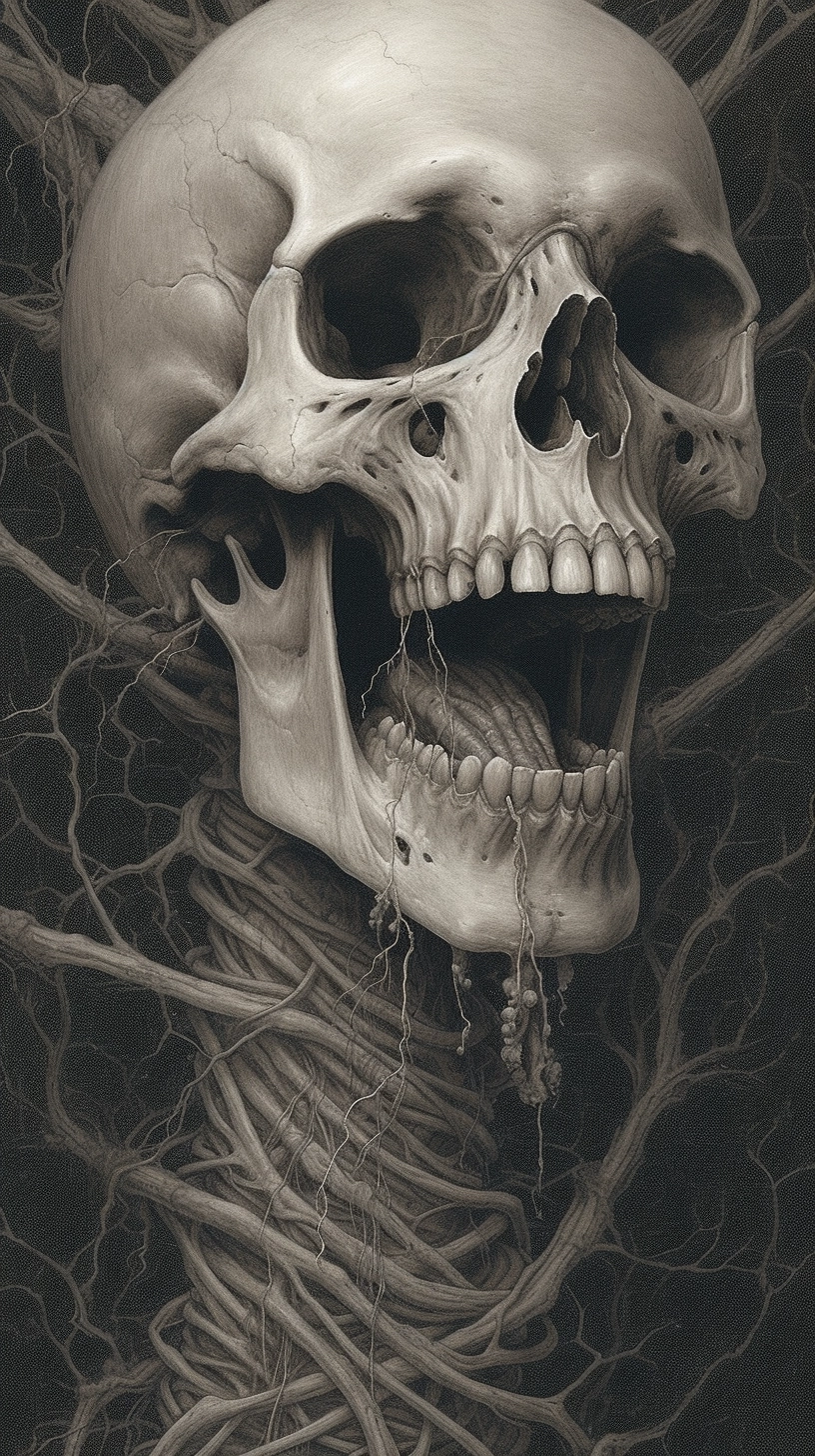 Rooted Confessions: A Multilayered Skull Illusion