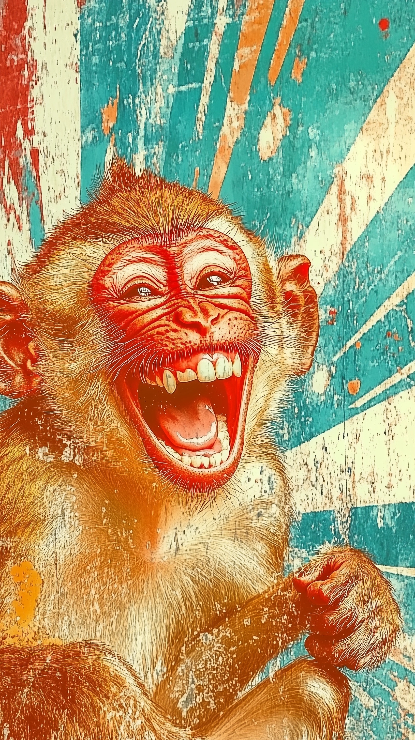 Vibrant Japanese Macaque Poster: Art meets Emotion