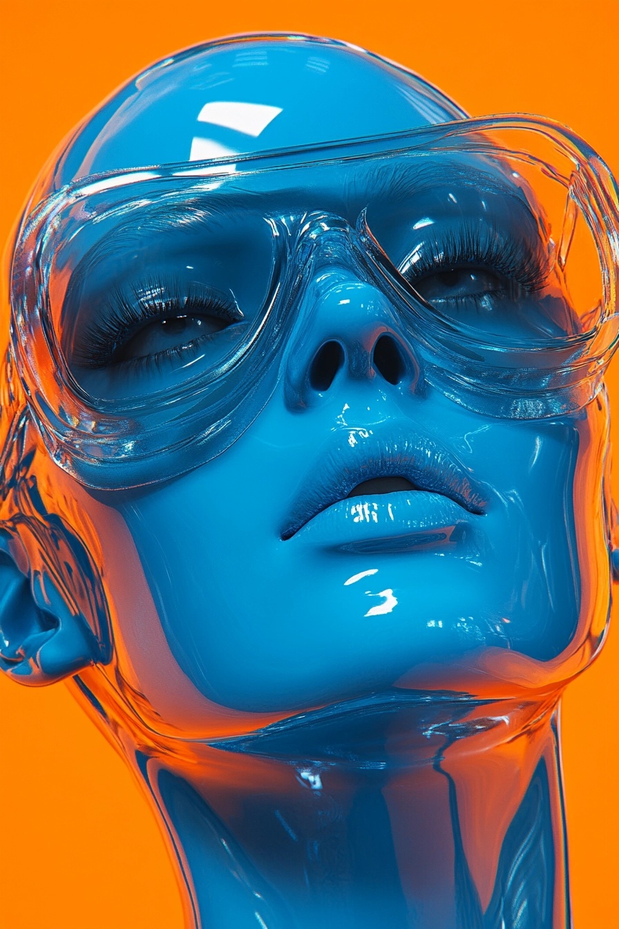 Futuristic Portrait Photography: VR Blue Mask Art