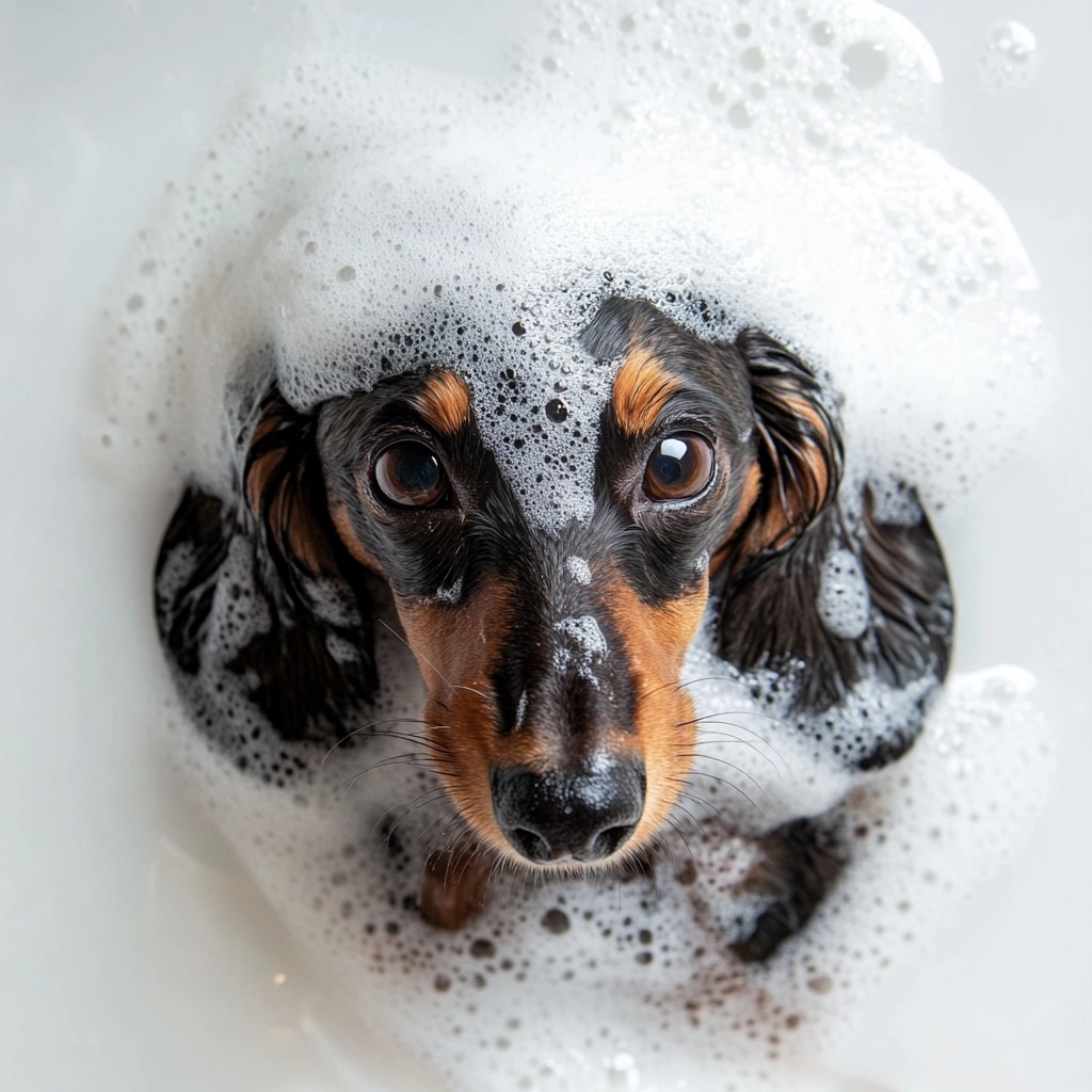 Dachshund Delight: Soapy Fun in the Sun!