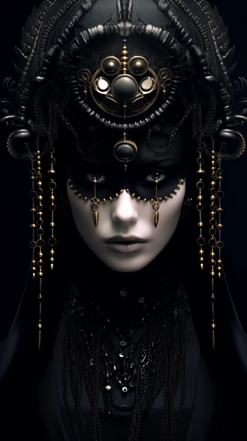 Sci-Fi Gothic Woman: Cybernetic Metalwork Jewelry