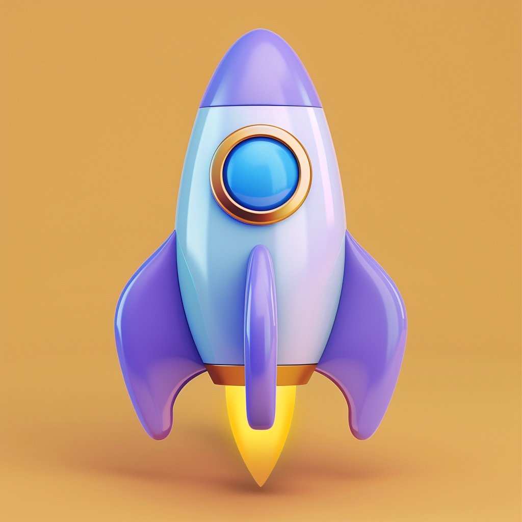 High Quality Purple Cartoon Rocket Icon Design - Modern Minimalist Style