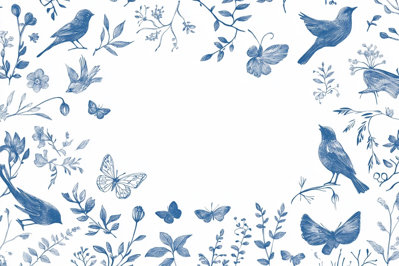 Elegant Blue Porcelain Pattern with Floral Elements