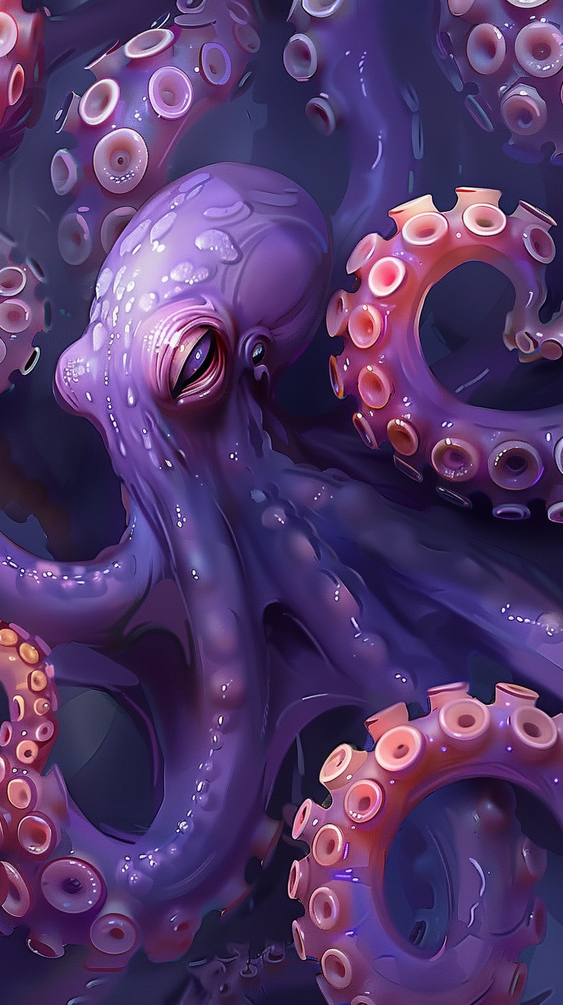 Long Tentacles Digital Art Illustration | High-Quality 2D Art