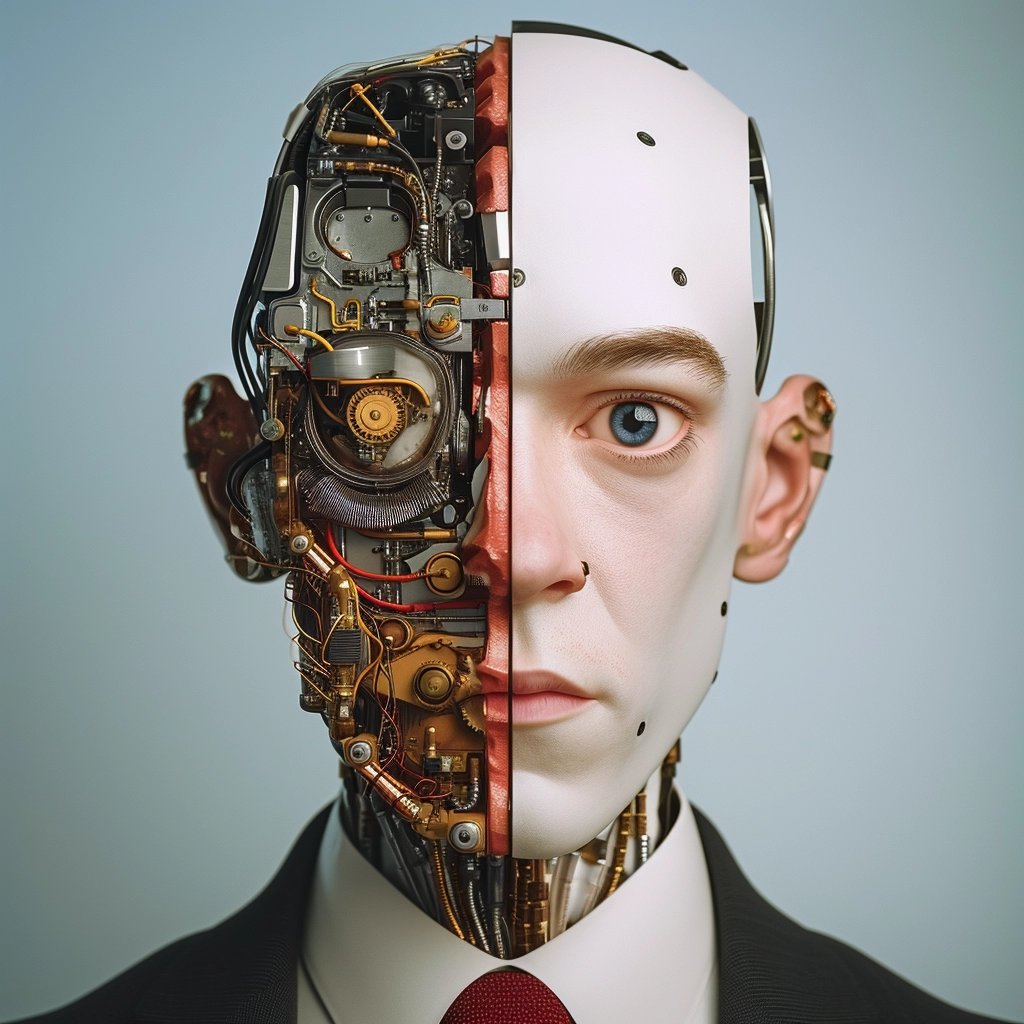 Steampunk Male Humanoid & Android Symbiosis: Stunning Minimalistic Avatar Art