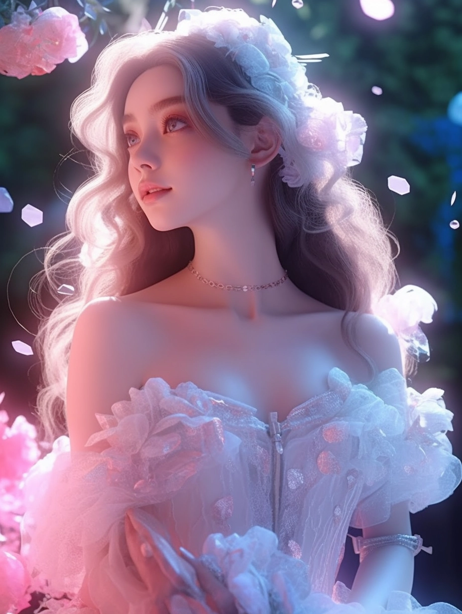 Divine 3D Art with Iridescent RB Hair & Cinematic Lighting