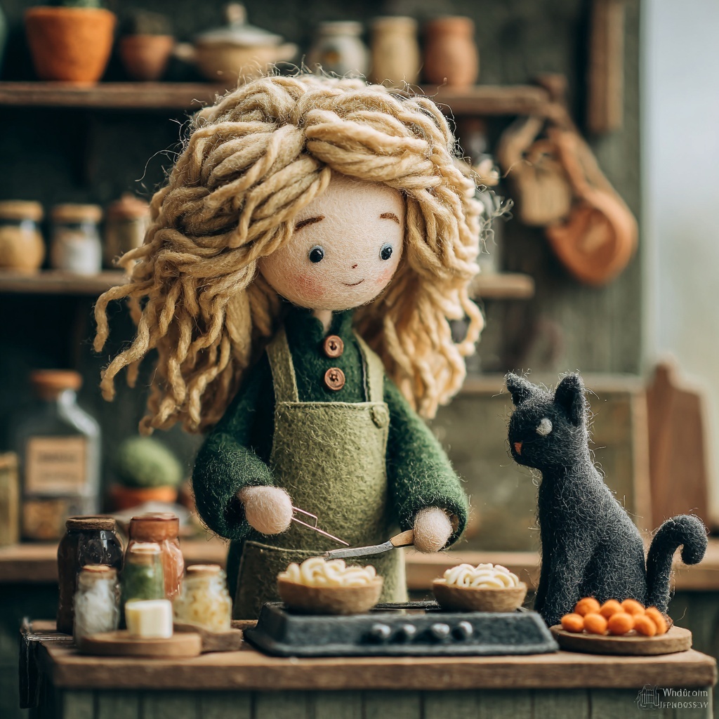 Craft a Felt Kitchen Adventure with a Cute Girl